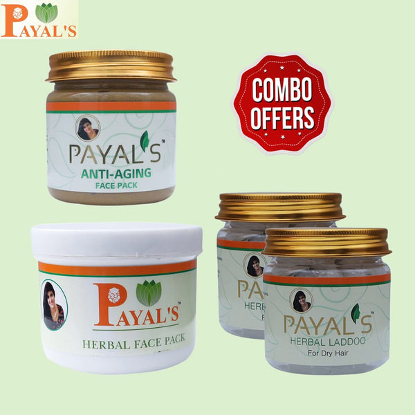Payal's Herbal Combo (1FACEPACK POWDER+1ANTI-AGING FACEPACK+2LADDOO)